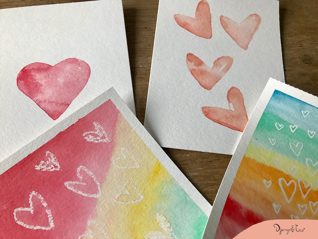 4 idees de cartes de saint valentin a l'aquarelle